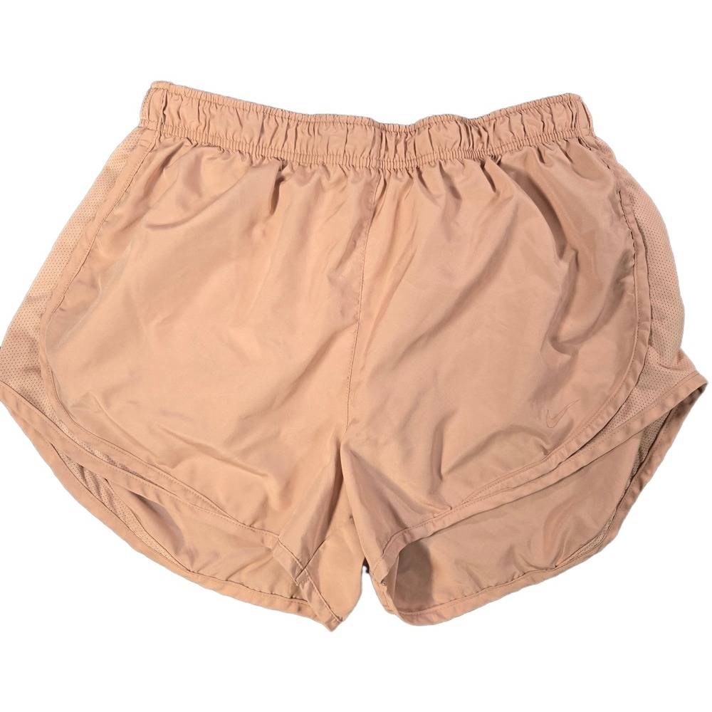 Nike Womens Dri-FIT Tempo Running Shorts Mauve Pink Tan Mesh Athletic Size Large